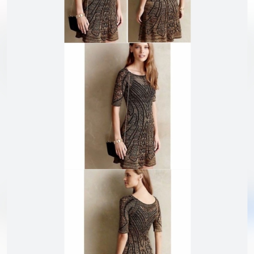Anthropologie Women's Cecilia Prado knitted Dress Medium Metallic Sparkle